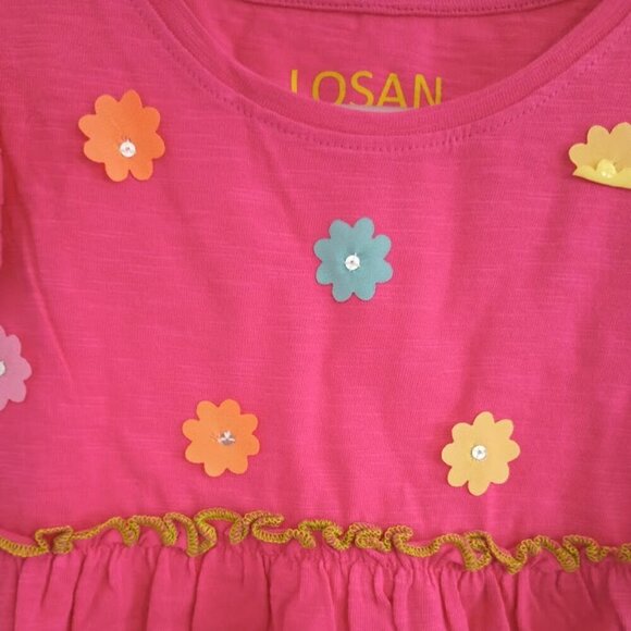 NWT Losan fuchsia dress with front flower applique - Picture 2 of 3